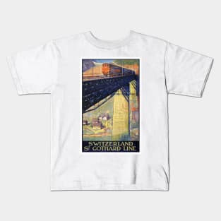 Vintage Travel Poster Switzerland St. Gothard Line Kids T-Shirt